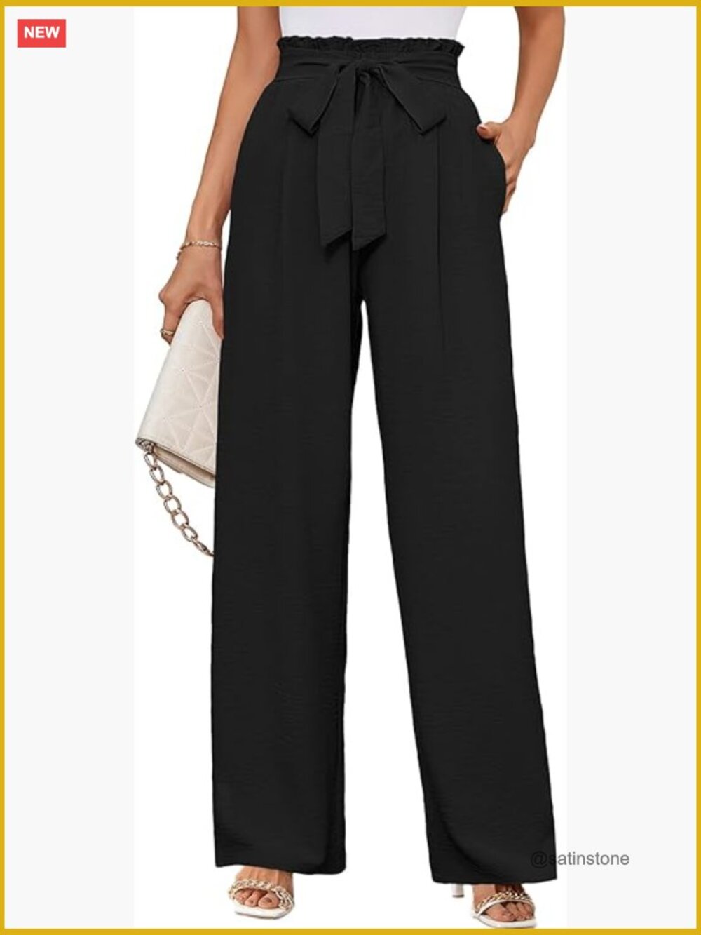 Wide Leg Lounge Pants with Pockets High Waisted Elastic Waist Loose Fit Trousers